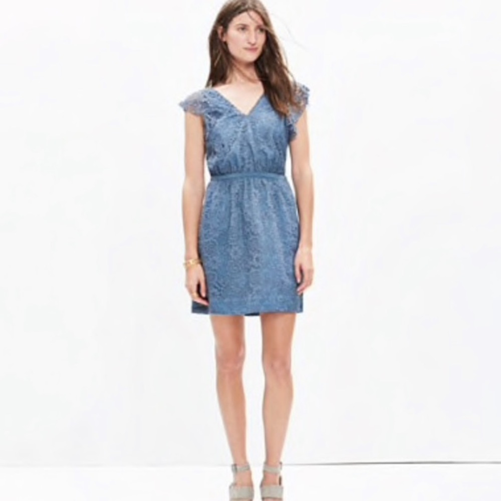 NWT Madewell lace flutter sleeve dress